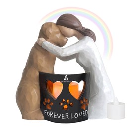 Dog Memorial Gift for Loss of Dog, Pet Loss Gift, Dog Bereavement Remembrance Sympathy Passing Away Condolence Gift, Dog Lovers Candle Holder Statue with LED Candle
