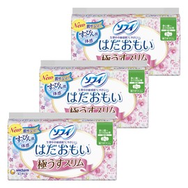 Sofy Hadaomoi Ultra Thin Slim For Many Days to Regular Days, 8.3 inches (21 cm), With Wings, 72 Sheets (24 Sheets x 3), Napkins