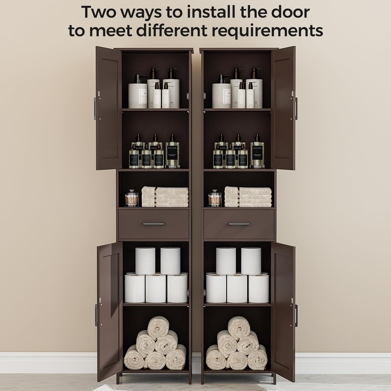 Homhedy 67" H Tall Bathroom Storage Cabinet with 2 Barn