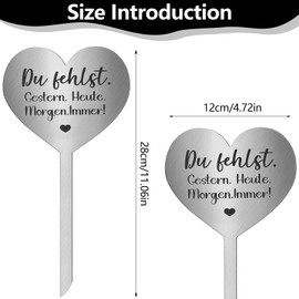 JSUOEO Heart Grave Stake Stainless Steel Grave Decoration Weatherproof 28 cm Long with Saying Grave Decoration Memorial for Memorial Flower Cat Dog Decorative Heart