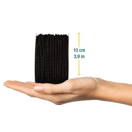Halbach Seidenbänder Premium Cord (Black), Width 4 mm, Length 25 m, Made in Germany and Oeko-Tex Certified, Shiny Satin Cord Made of Acetate