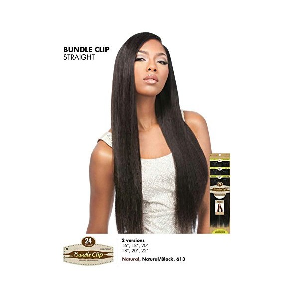 Bare & Natural 100% Virgin Remi Bundle Clip Hair - Natural Straight (16/18/20) (NATURAL BLACK) by Sensationnel