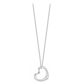 Tuscany Silver Women's Sterling Silver 10x12mm Open Heart Pendant on Curb Chain of 46cm/18"