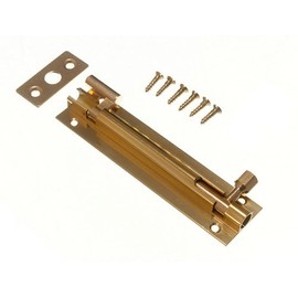 DOOR BARREL SLIDE BOLT CRANKED OFFSET 100MM 4 INCH BRASS + SCREWS
