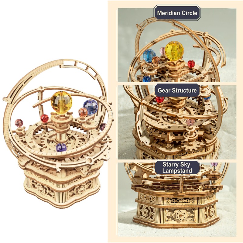 3D Wooden Puzzle DIY Assemble Wooden Model Mechanical Music Box