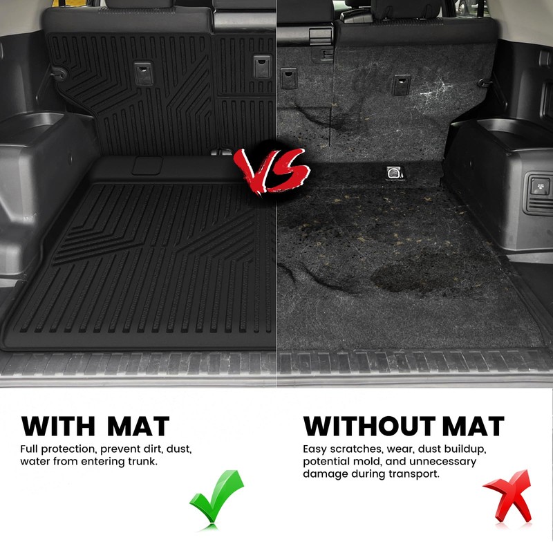 LASFIT Trunk&Seatback Mats for Toyota 4Runner 2013-2024 (5 Seats),All Weather