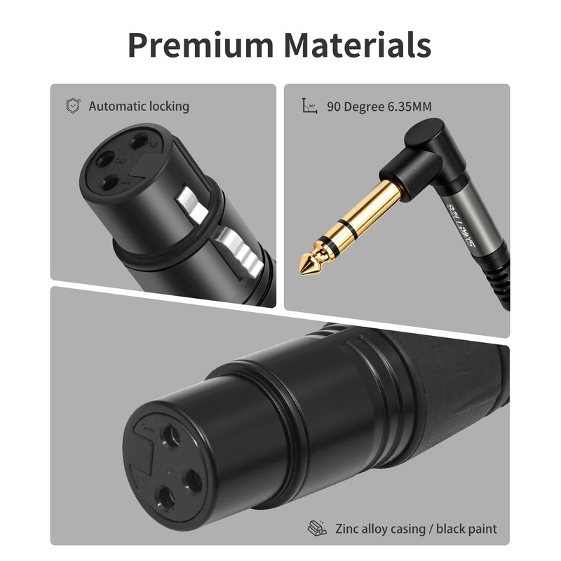 SZLliyxs 2 Pack Right Angle 6.35mm TRS to XLR Female,3FT,