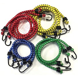 Streetwize - 8 Piece Luggage Elastics, Bungee Cords w/Steel Hooks, Security Travel Straps, Flexible, Vinyl Coated Hooks, Travel Accessories