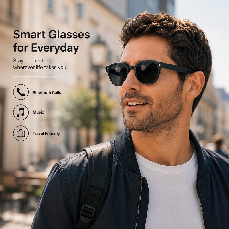 AI Smart Glasses for Calls and Music – Bluetooth Sunglasses