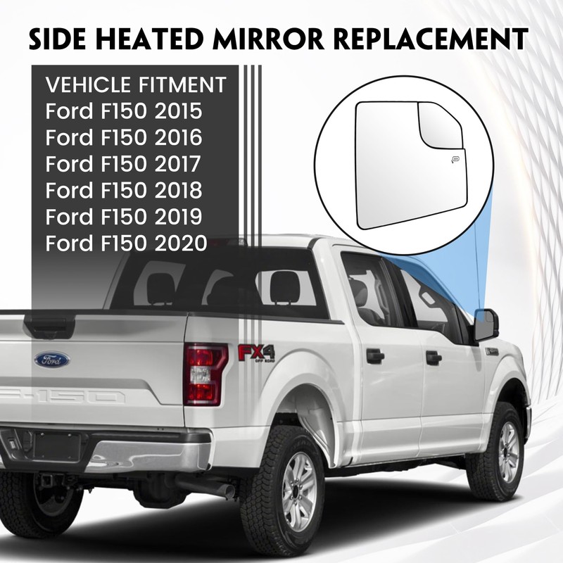 Passenger Heated Mirror Glass Replacement for Ford F150 2015 2016