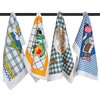 Set of 4 Terry Tea Towels, Vintage Printed Kitchen Dish