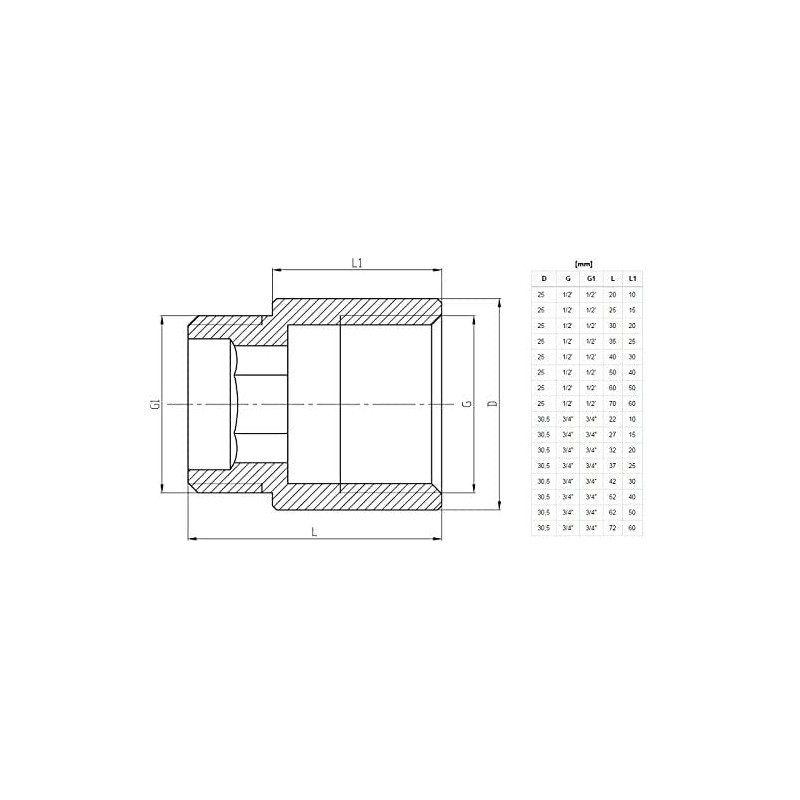 1/2" BSP (15mm) Pipe Thread Extension Female x Male Cast