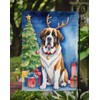 Saint Bernard Christmas Reindeer Garden Flag