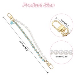 uxcell 10.2'' Pearl Purse Double Chain, Metal Purse Extender Chain, PU Leather Handle Replace Chain, Purse Handles Chain Wrist for Handbag, Mobile Case(Blue, Gold Chain)
