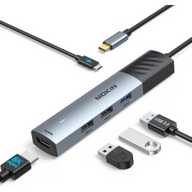 Universal MOKiN USB C Hub, 5 in 1 USB CMultiport Adapter 8K HDMI(DP1.4 with DSC), 100W ...