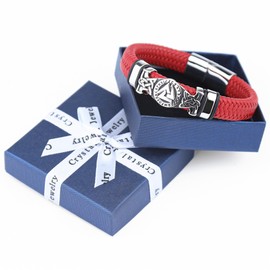 Mochity Men's Leather Bracelet, Stainless Steel Cross Bracelet, Viking Jewellery, Leather Bracelet, Gifts for Men, Stainless Steel, Stainless steel, leather