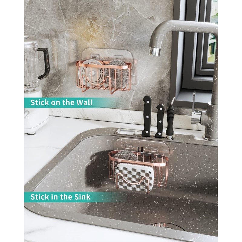 HapiRm Multifunctional Sink Sponge Holder with Unique M-Shaped, 2 Installation