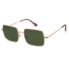 SOJOS Rectangle Polygon Polarized Sunglasses for Women Men Retro Classic Vintage Shades SJ1168 Green Lens