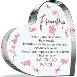Friendship Gifts for Best Friends - My friend is You - Acrylic Heart Plaque Keepsake Gift for Friend, 100mm x 100mm Present For Family Best Friends Bestie Gifts