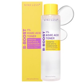 NINELESS-B-Boost 1% Kojic Acid Toner 200ml | Tónico Facial Iluminador con Ácido Kójico al 1% | Reduce Manchas Oscuras, Unifica el Tono y Aporta Luminosidad | Fórmula Coreana Avanzada