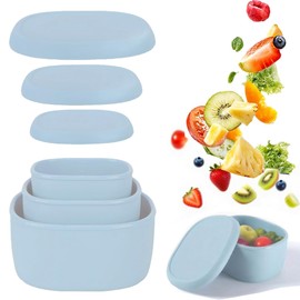 WYGLHLF Reusable Nesting Silicone Food Storage Containers, Set of 3 Lunch Box Bento with Lids, Airtight Snack Container, BPA Free, Dishwasher Microwave Oven Freezer Safe (6.7oz, 10oz, 20oz) (Blue)