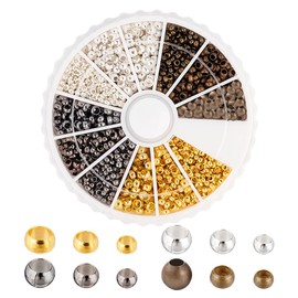 PH PandaHall Approx. 1,440 Pieces/Box, Brass Metal Beads, 0.1 inch (2 mm), 2.5 mm/3 mm, Balls, Large Hole Beads, Spacer Beads, Threading Beads, Round Balls, Round Balls, For DIY Crafts, Jewelry,