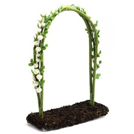 MyTinyWorld White English Climbing Roses On A Miniature Wire Arch