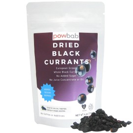 powbab Dried Black Currants (4 oz) 100% Unsweetened Currants Dried Fruit Ribes Nigrum. Nordic European Grown Dried Currants for Baking. No Added Sugar, No Oil, No Juice Concentrate. Not Zante Currants