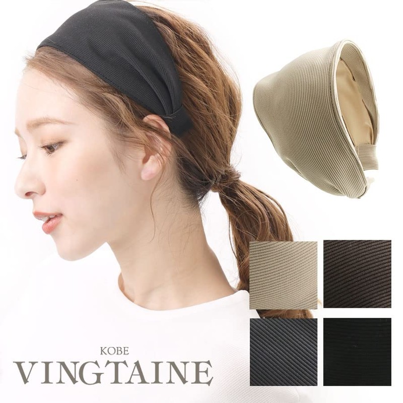 Vingtaine HK-282-BK- Hair Headband, Basic, Wide, Hair Accessories, Simple, Wide