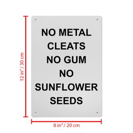 No Metal Cleats No Gum No Sunflower Seeds Sign, 8.5 x 11 in" OSHA Compliant Policies Regulations Sign, Weatherproof Plastic, UV resistant & Easy-to-Read Signage
