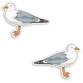 2 x 10cm Seagull Bird Vinyl Stickers - Gull Seaside Laptop Sticker #31015 (10cm Wide)