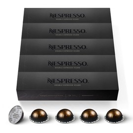 NESPRESSO Vertuo Double Espresso Scuro Arabica & Robusta Coffee Dark Roast Ideal for Double Espresso Compatible with Vertuo Capsule Machines 50 Capsules