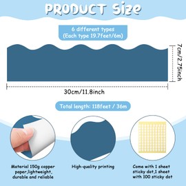 Containlol 118 Feet Bulletin Board Borders, Scalloped Classroom Borders Trim for Christmas Holiday Classroom Office Party Wall Decoration(Oh Happy Day Color)