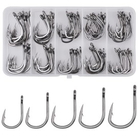 Live Bait Circle Hooks Saltwater,100pcs Catfish Bait Fishing Hook Set 2X Strong Stainless Steel Inline Sharp Point Saltwater Fishing Hook