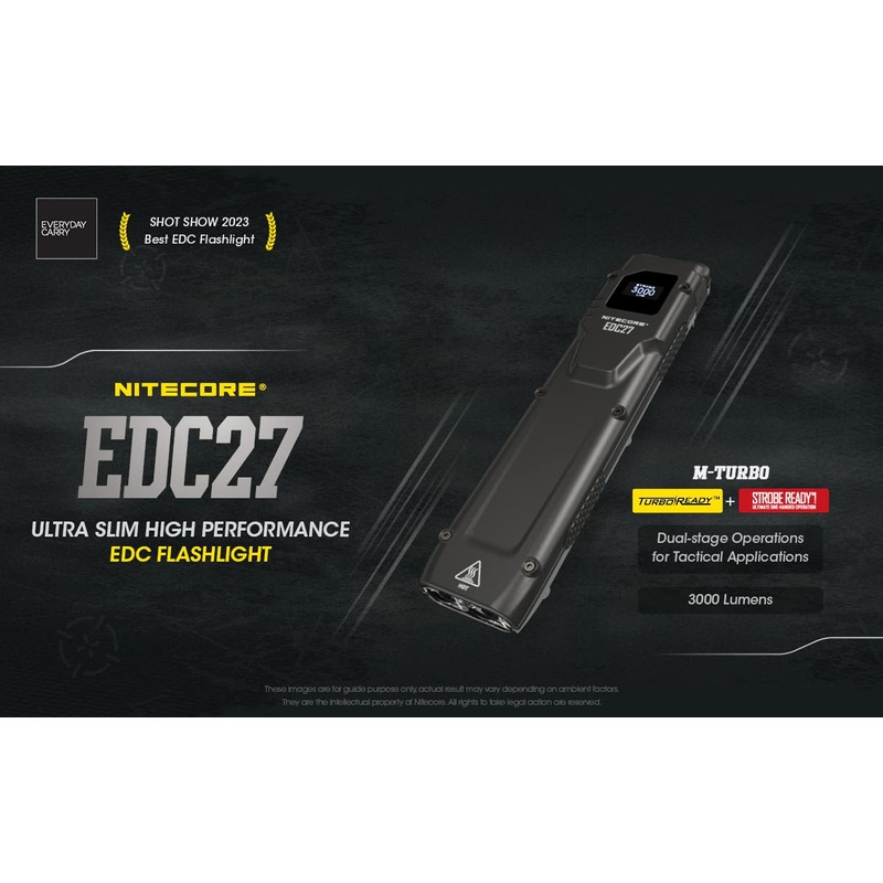 EdisonBright Nitecore EDC27 3000 Lumen USB Rechargeable slim body LED
