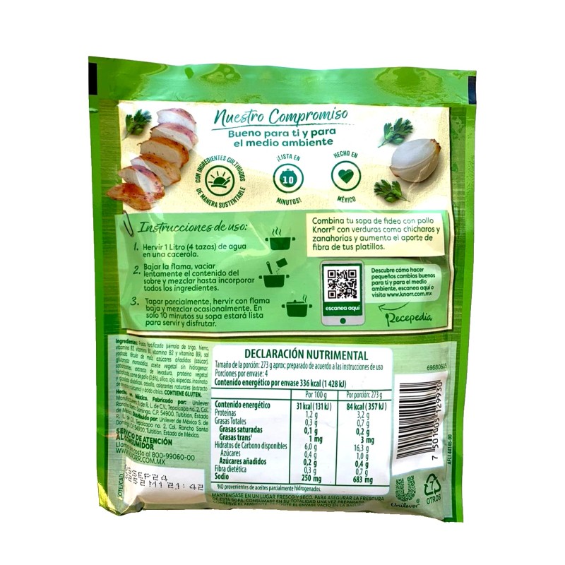Knorr 6-Pk Knorr Sopa de Fideos c/Pollo Knorr Chicken Noodle