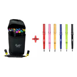 Puning 24 Plumon Rotulador Marcador Doble Punta + 6 Lapiz Infinito