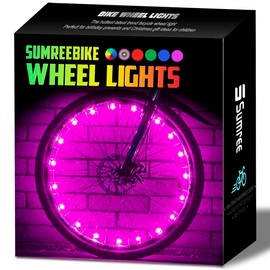 Sumree LED Bike Wheel Lights, 2-Tire Pack Bicycle Lights with Batteries Included - Stocking Stuffer Birthday Gift for Kids, Adults, Boys, Girls - Color: Pink