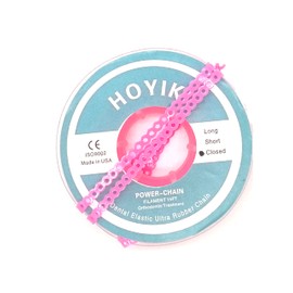 Orthodontic Dental Elastic Ultra Power Rubber Chains Multi-Colors Rubber Chains for Braces Power Dental Orthodontic (Pink, Long)
