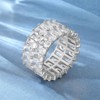 2 Rows Baguette Ring Eternity Bands Emerald Cut Cubic Zirconia