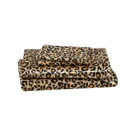 Beatrice Home Fashions 100% Luxury Satin Polyester Sheet Set, King, Leopard