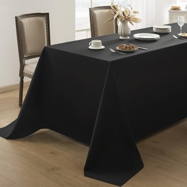 Aocoz Rectangular Tablecloth 90x156 Inch - Black Table Cloths Stain Resistant Decorative Washable Polyester Rectangle Tablecloths for Dining Table Banquets Buffet Parties and Wedding