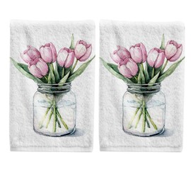 ALAZA Hand Towel Set of 2 100% Cotton Bath Towels Highland Cow Sunflowers for Bathroom Housewarming Decor Gifts