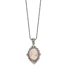 Sterling Silver Crystal Cameo Pendant