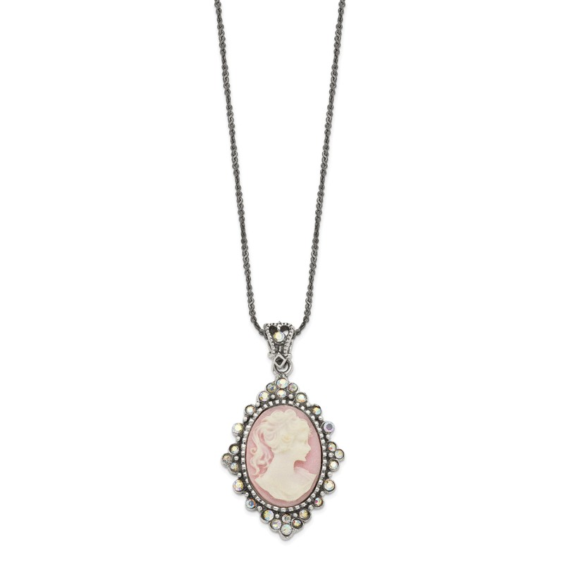 Sterling Silver Crystal Cameo Pendant