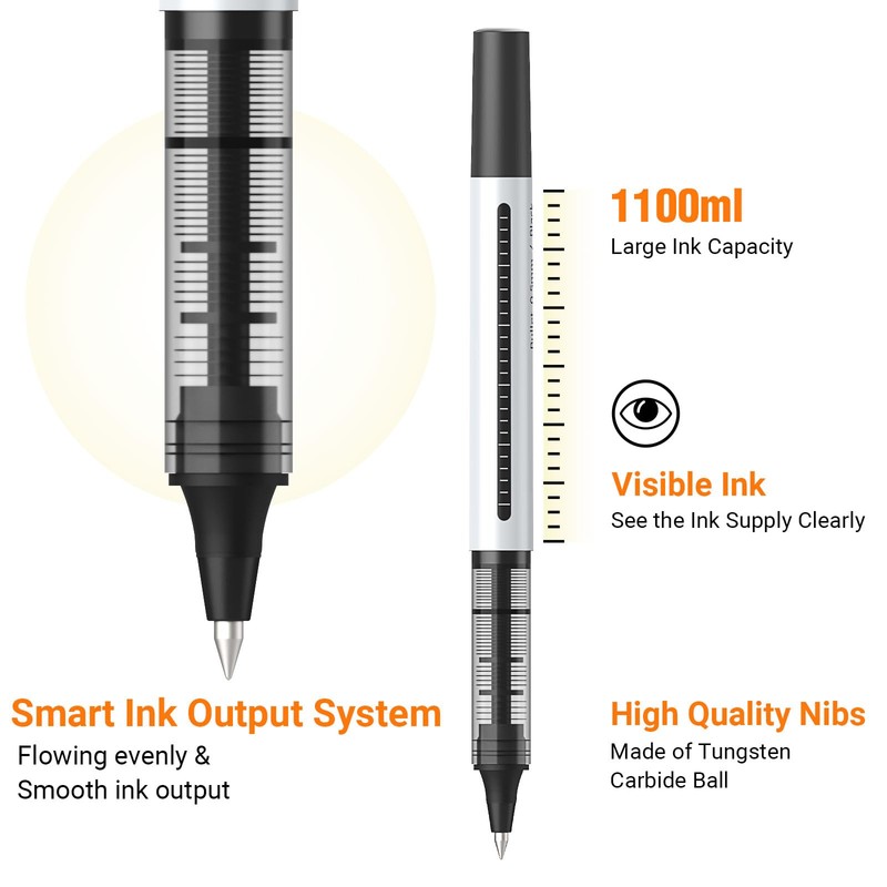 Rollerball Pen Fine Point Pens: 16 Pack 0.5mm Rollerball Pen,