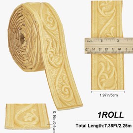 CRASPIRE 7.38FT x 1.97 Inch Crown Molding Peel and Stick Flexible Foam Trim Beige Color Self Adhesive Wallpaper Border 3D Sticky Decorative Wall Edging Foam Baseboard Mirror Border Wall Lines Decor