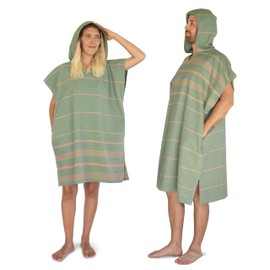 LeStoff Bath Poncho, 100% Organic Cotton, Lightweight, Absorbent, Quick-Drying, Beach Poncho, Towel Poncho, Surf Poncho, Changing Cape, Towel Dress, Shower Poncho, Changing Poncho, (Olive Orange, S/M)