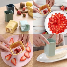 3 Pieces Cup Fruit Slicer Set - Strawberry Slicer, Banana, Egg, and Vegetable Slicer and Salad - Quick and Easy Mini Kitchen Gadgets for Fruit Cutter & Veggies