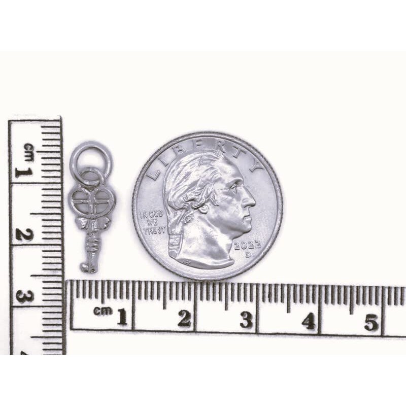 Fancy Skeleton Key Charm Pendant .925 Sterling Silver